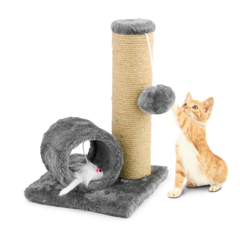 image 1 of KCT Grey Kitten Scratching Post with Tunnel