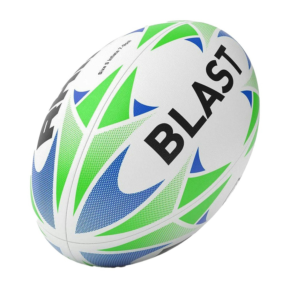 image 1 of Rhino Blast Rugby Ball - White/Blue/Green - 5