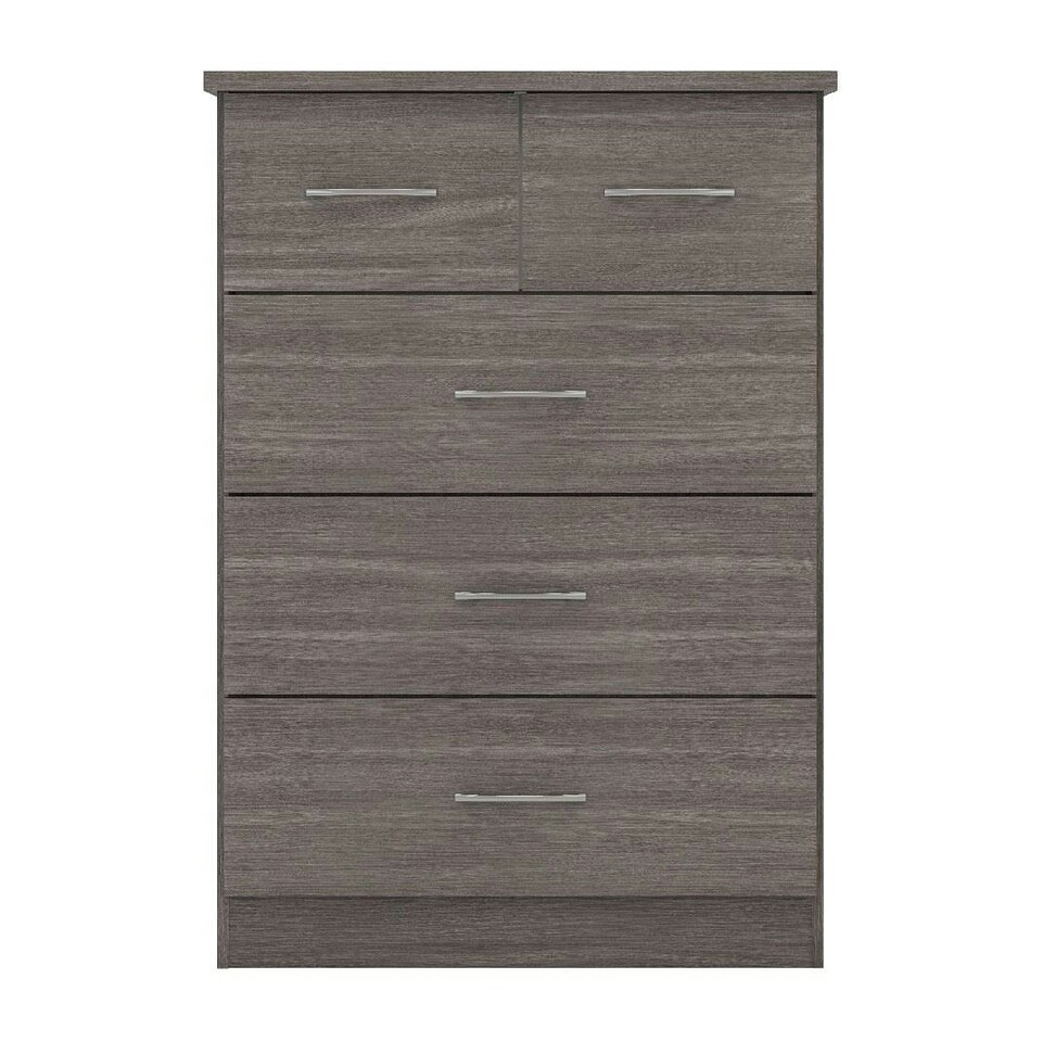 image 1 of Nevada 3+2 Drawer Chest Black | Black Wood Grain