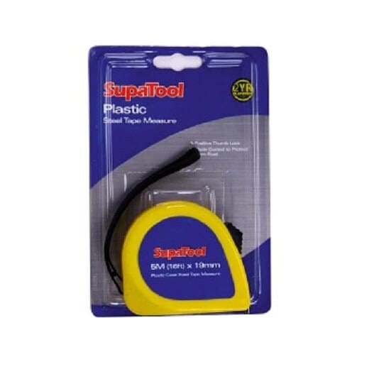 SupaTool Plastic Tape Measure - Blue/Yellow/Black - 1.9cm