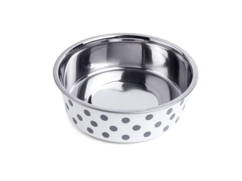 image 1 of Petface Small Dog Bowl Stainless Steel 14cm Grey Dots