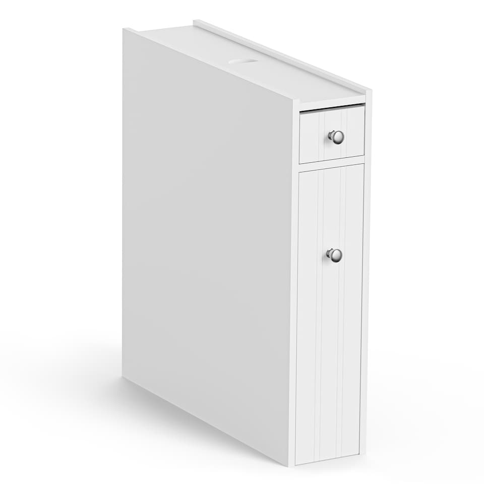 image 1 of VonHaus Holbrook White Slim Bathroom Storage Unit with Drawers