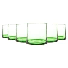 Nicola Spring Merzouga Recycled Glass Tumblers - 200ml - Green - Pack of 6 | Green | Green | 6