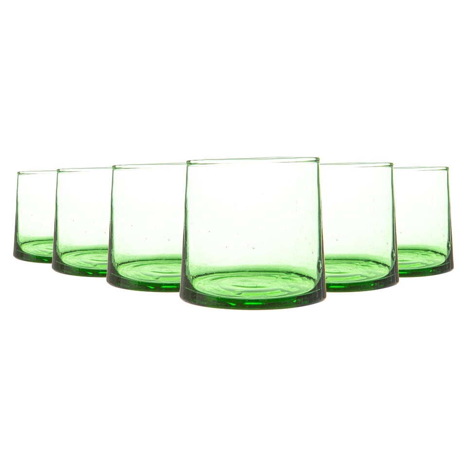 image 1 of Nicola Spring Merzouga Recycled Glass Tumblers - 200ml - Green - Pack of 6 | Green | Green | 6