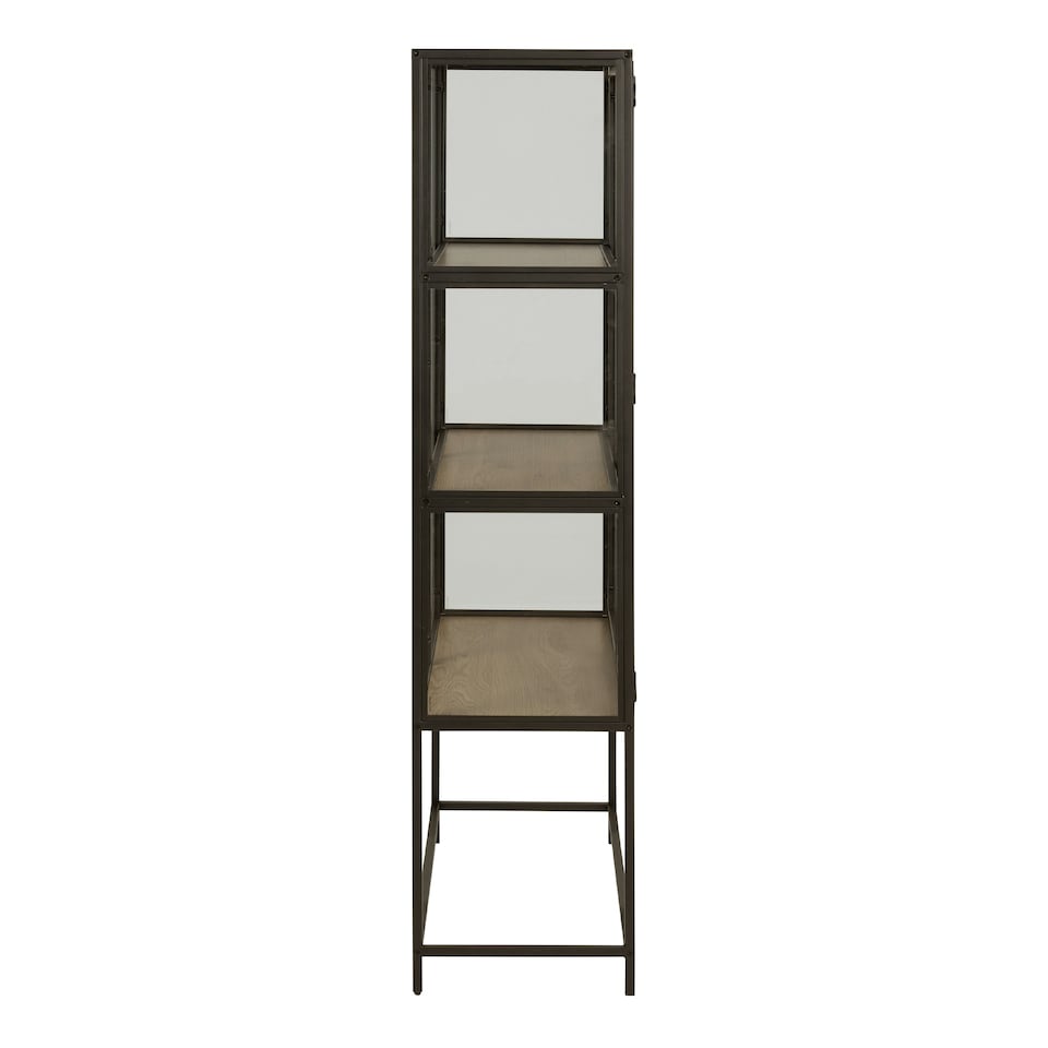image 1 of Seaford 2 Glass Door Display Cabinet in Black & Oak