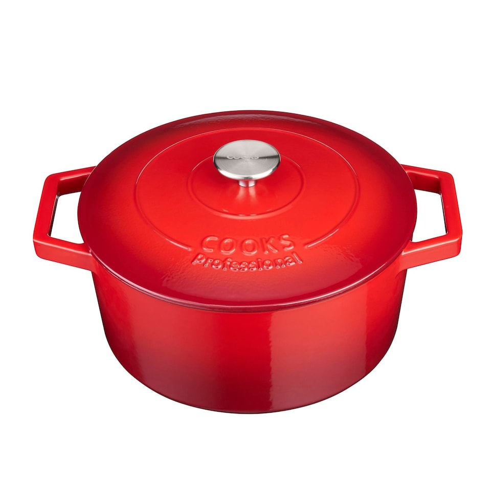 image 1 of Cooks Professional Casserole Dish 26cm – Ovenproof Pan with Lid | Red | Red