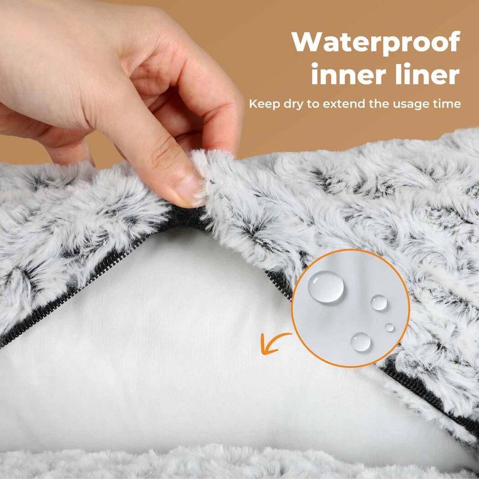 image 1 of Skylos Large Dog Bed Pet Cushion Fluffy Plush Washable for Calming Anxiety | Grey | Large | L