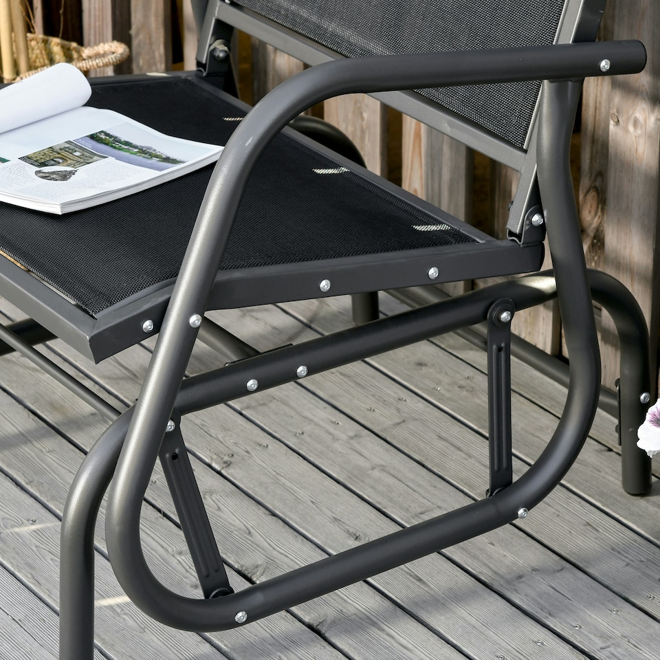 image 1 of Outsunny Outdoor Gliding Swing Chair Garden Seat w/ Mesh Seat Curved Back Steel