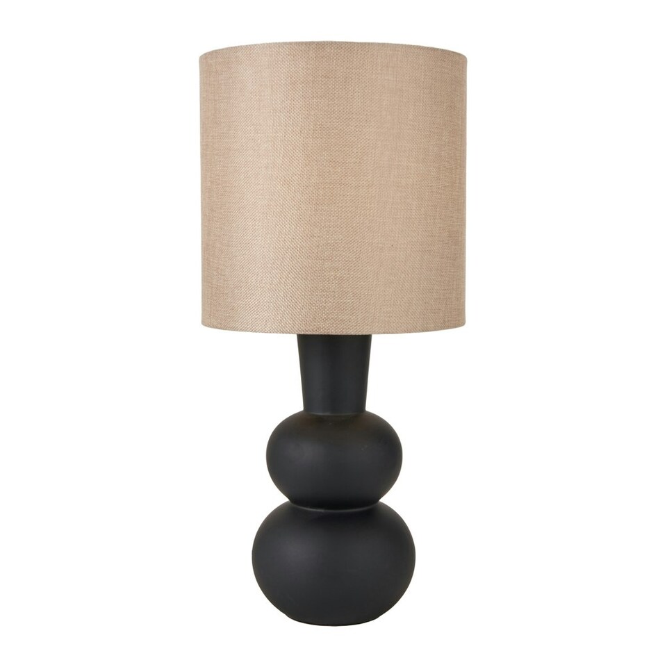 image 1 of Black Curved Bottle Ceramic Table Lamp