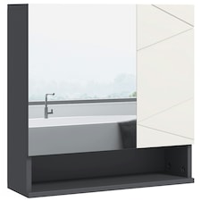 kleankin Wall Mounted Bathroom Storage Cupboard W/ Mirror and Shelf, Light Grey