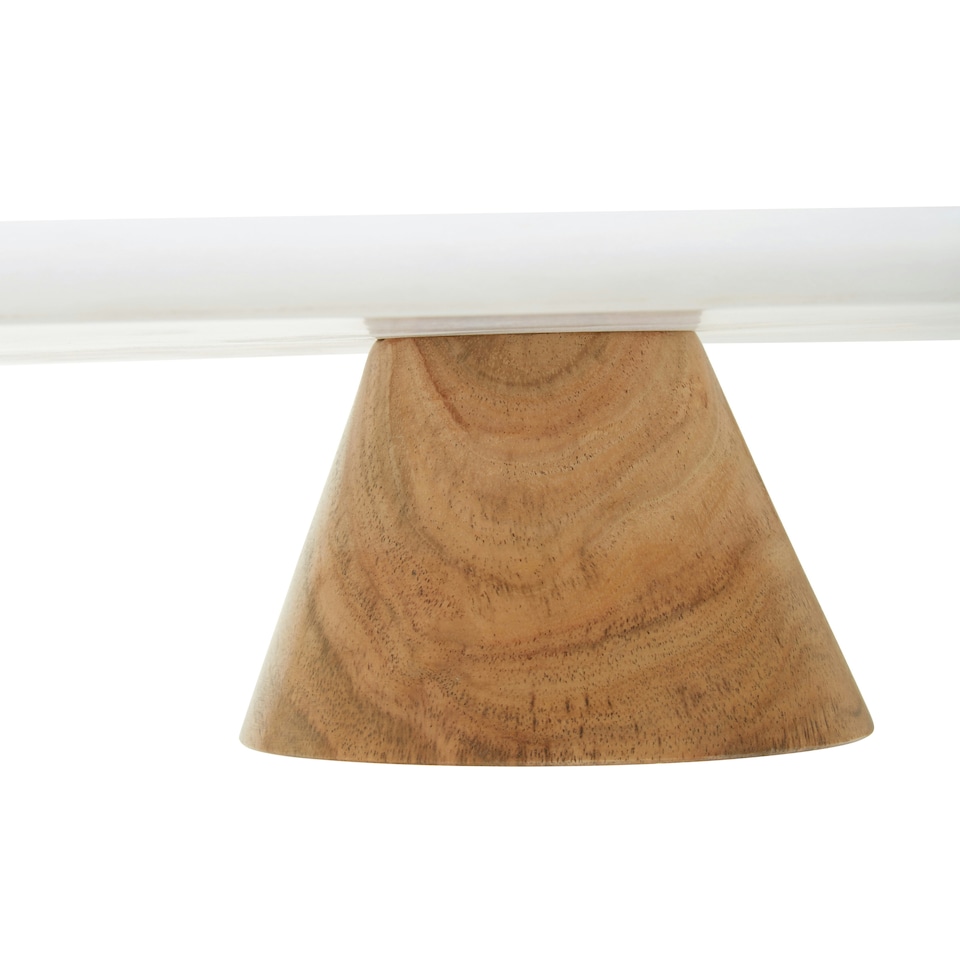 image 1 of Monzaro White Marble And Acacia Wood Cake Stand White