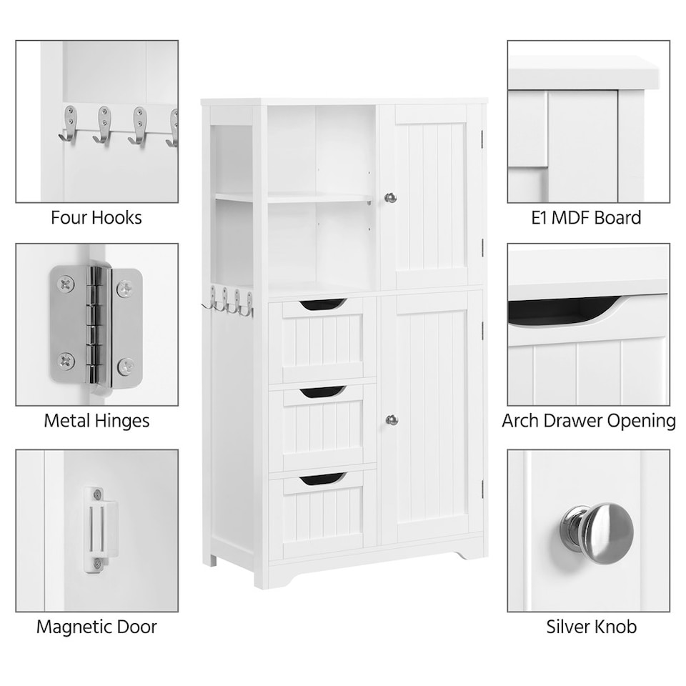 image 1 of Yaheetech Bathroom Storage Unit with Open Compartments White White