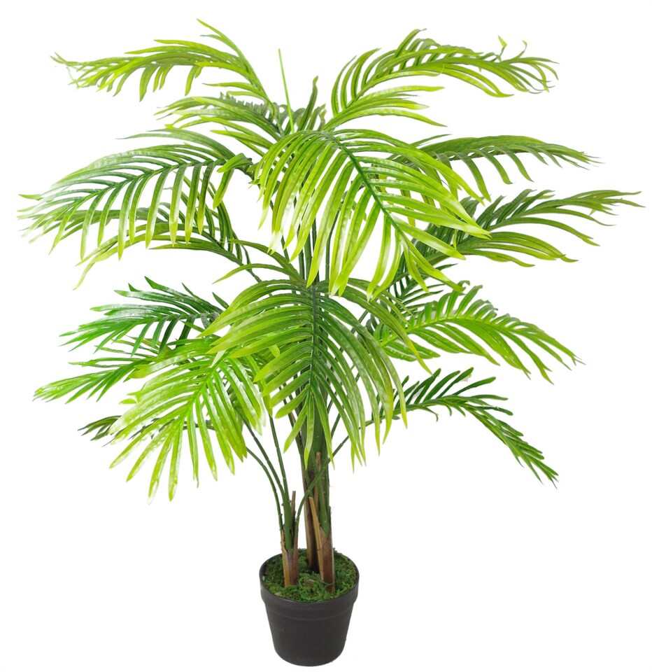 image 1 of 130cm Artificial Areca Palm Tree - Realistic with Copper Metal Planter | Green | 4ft