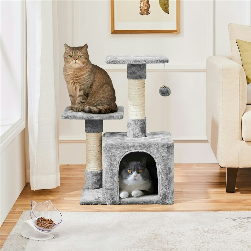 image 1 of Yaheetech Cat Activity Center with Condo Light Grey