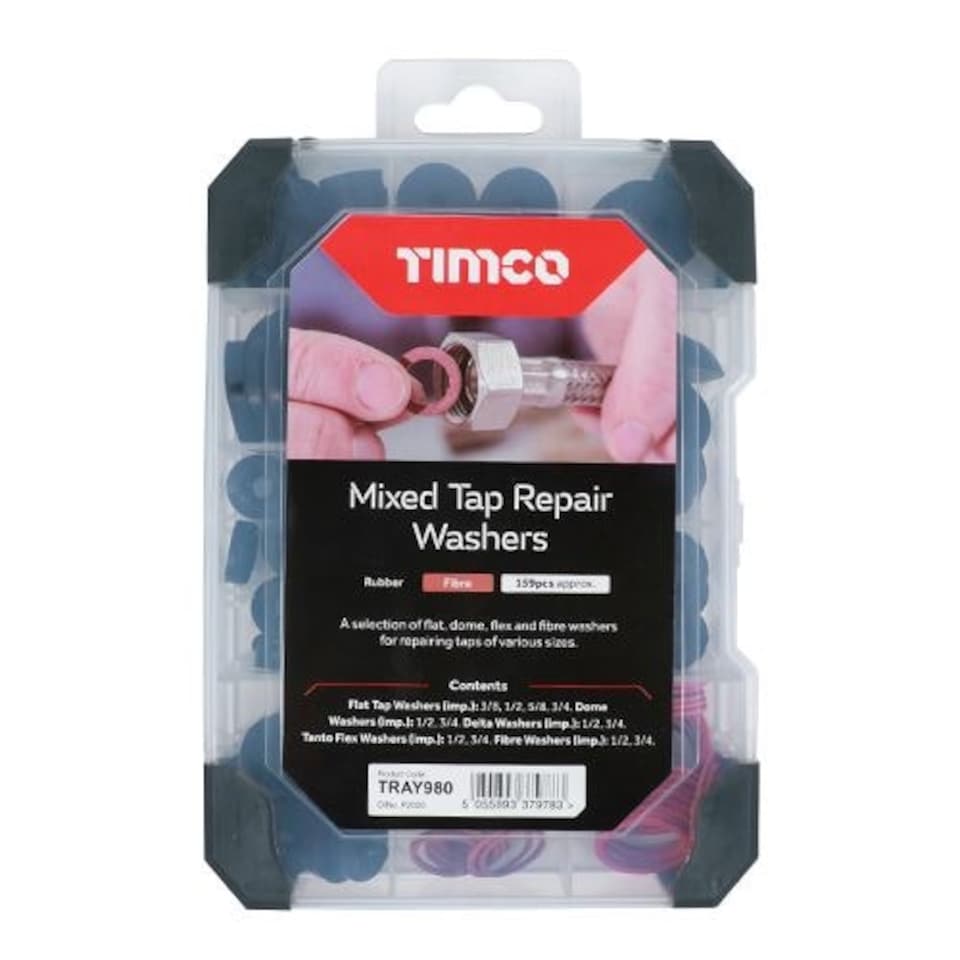 image 1 of Timco - Mixed Tray - Tap Repair Washers (Size 159pcs - 159 Pieces)