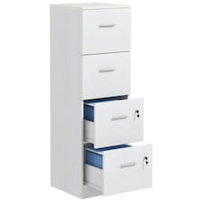HOMCOM 4 Drawer File Cabinet Locking Filing Cabinet A4 Ash Wood-Effect