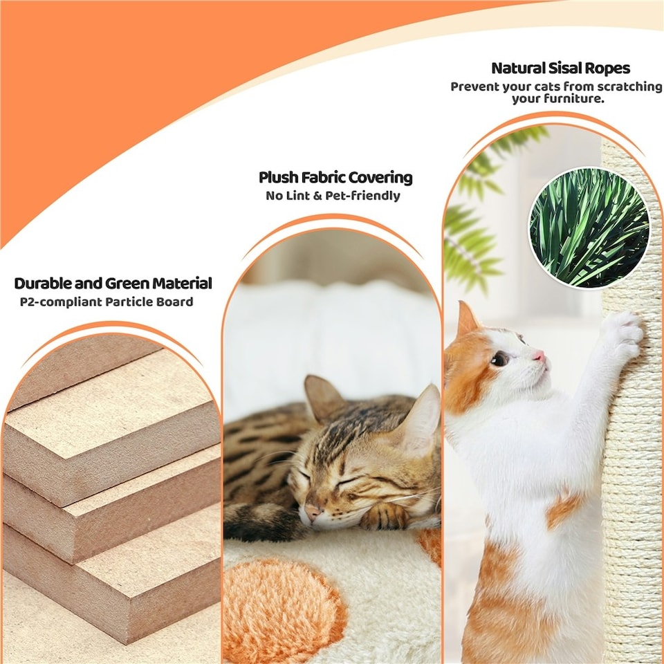 image 1 of Yaheetech 164 cm Cat Paw-Shaped Play Tower Beige