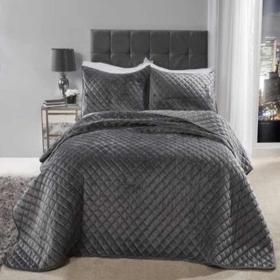 image 1 of Banbury Bedspread Silver Grey | Grey