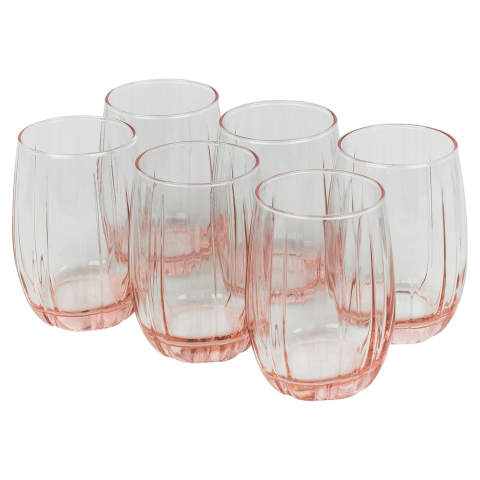 image 1 of Pasabahce Coloured Drinking Glasses Tumblers Set | Pink | Pink 240ml | Set of 6 | 6