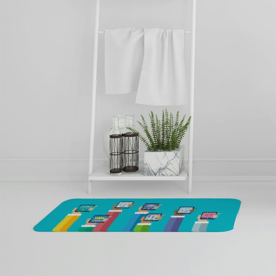 image 1 of Bathmat - Hands holding smart phones (Bath mats)