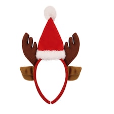 Reindeer Headband with Santa Hat