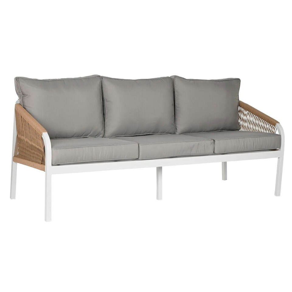 image 1 of Table Set with 3 Armchairs Home ESPRIT White Natural Light grey 189 x 73 x 84 cm N/A
