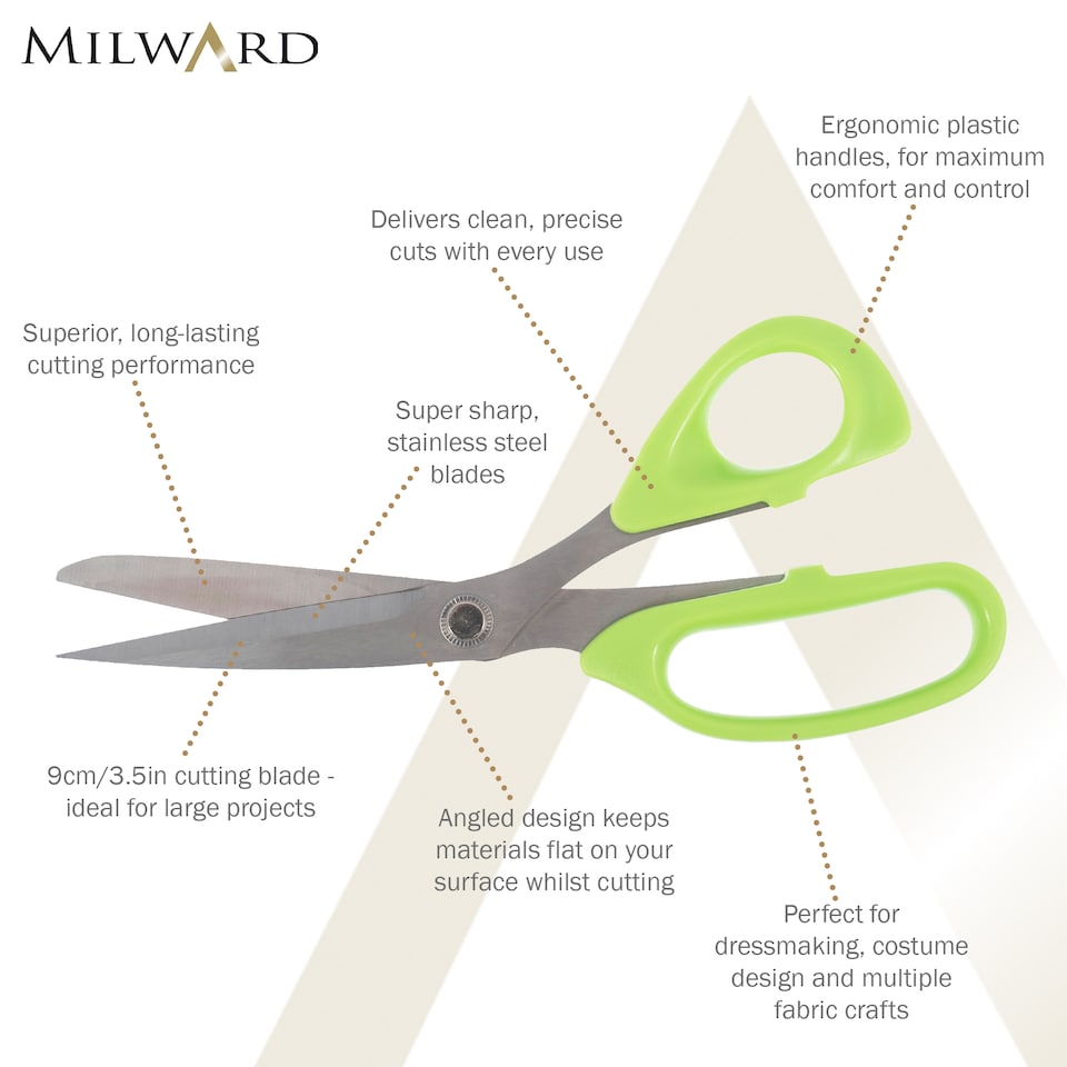 image 1 of Milward General Purpose Scissors - 22.8cm/9in Sharp Fabric, Craft & Office Scissors with Ergonomic Handle