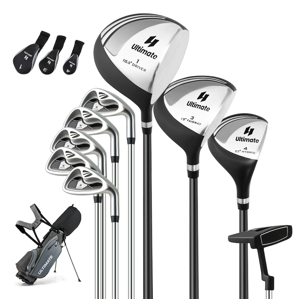 image 1 of COSTWAY Men's Complete Golf Clubs Package Set 10 Pieces Grey