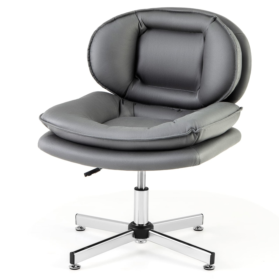 image 1 of COSTWAY Home Office Chair Swivel Desk Chair Height Adjustable Task Vanity Chair-Grey