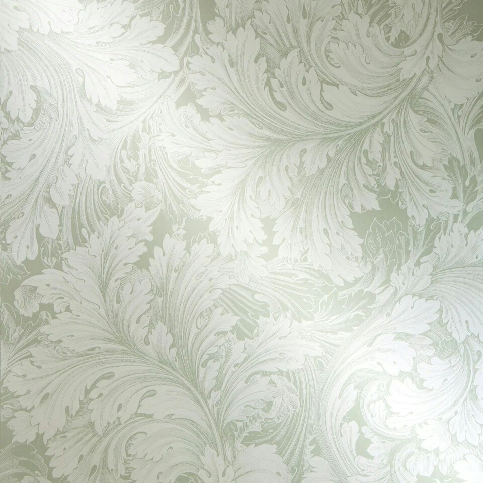 Sample of Eternal Leaf Wallpaper in Green and Cream Multi