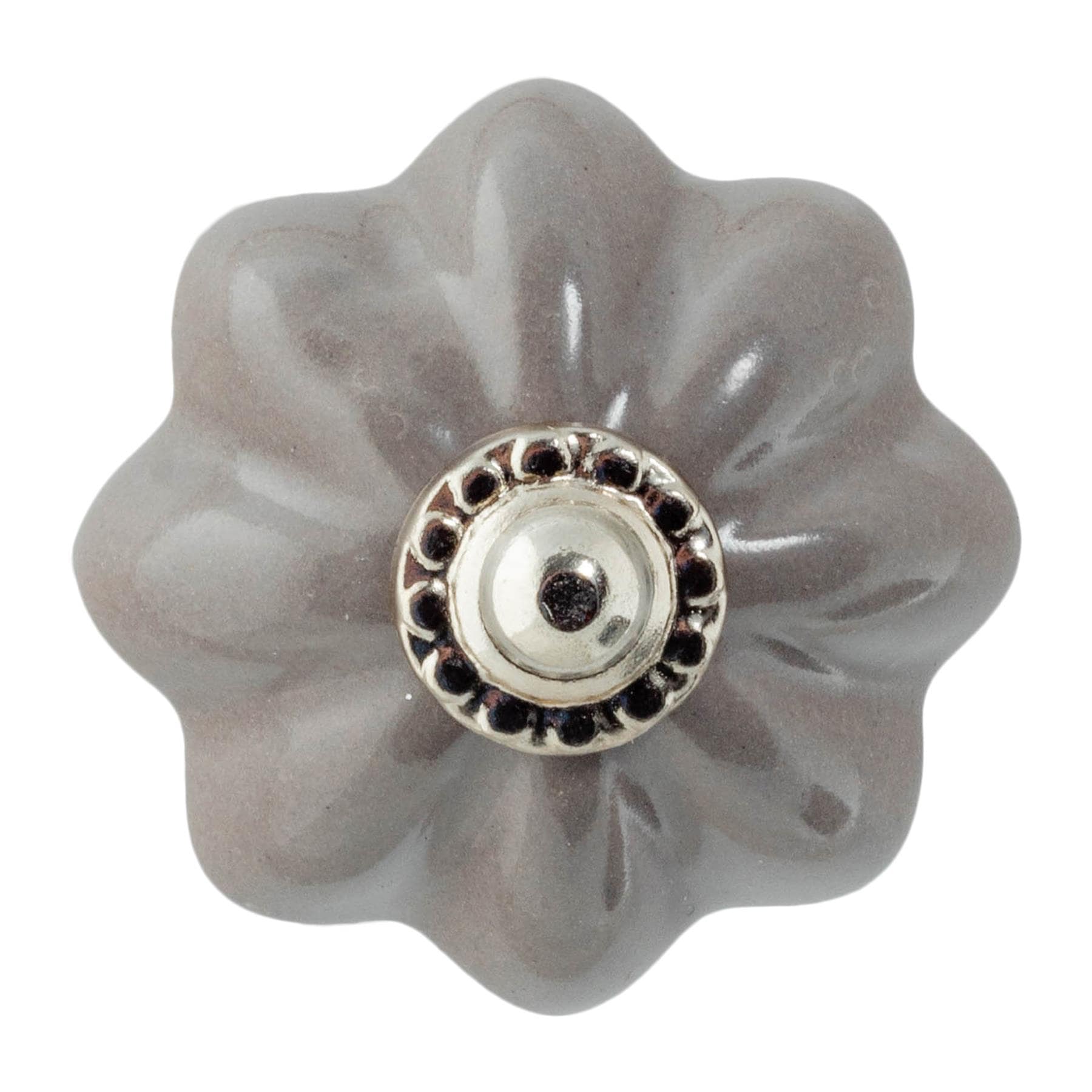 Nicola Spring Floral Ceramic Cabinet Knob in Grey | Size: 1000mm x 500mm