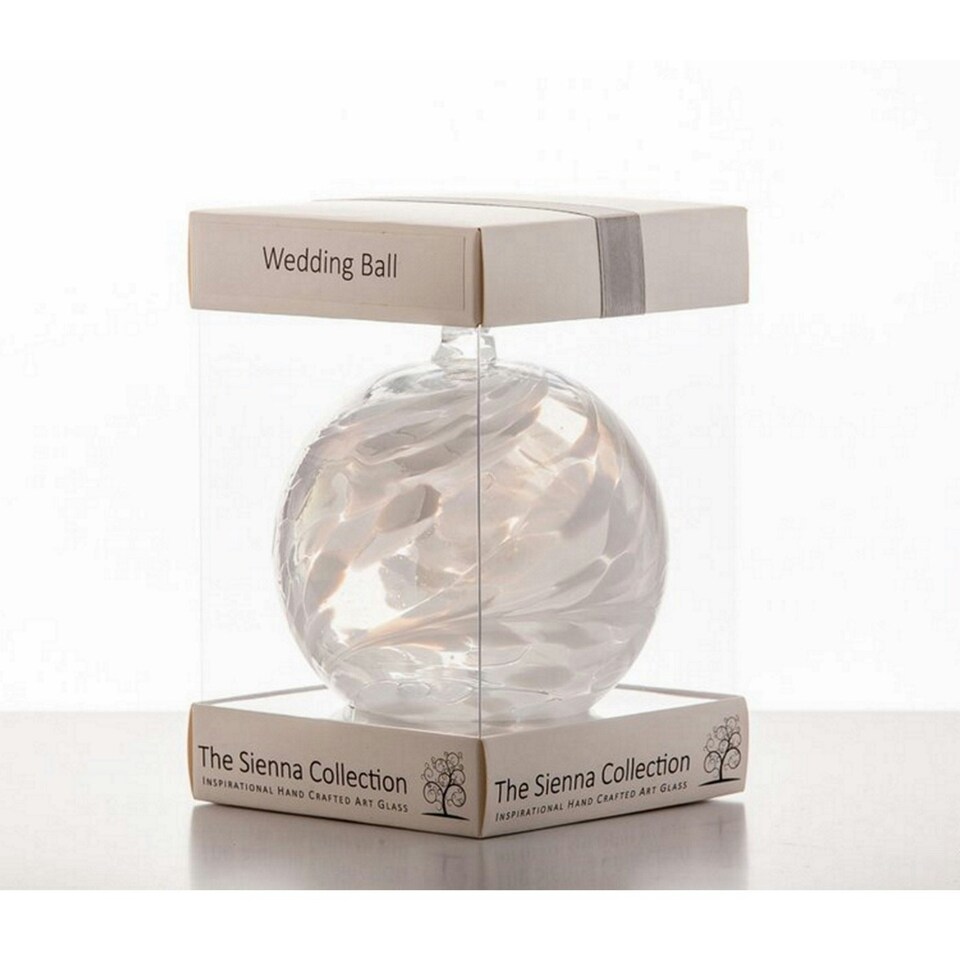 Sienna Glass Hanging Ornament 10cm Friendship Ball Wedding White