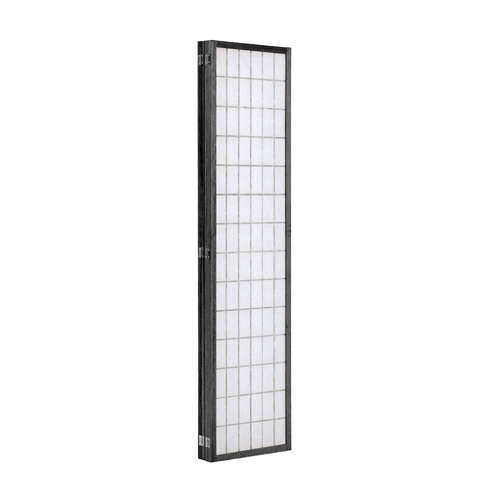 image 1 of Living and Home 4-Panel Solid Wood Folding Divider Screen - Black