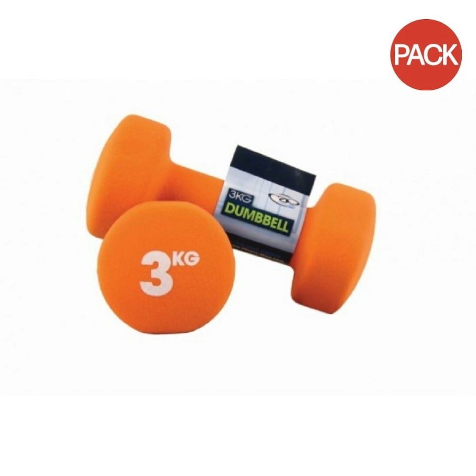 Fitness Mad Neoprene Dumbell Set (Pack Of 2) - Orange - 3kg
