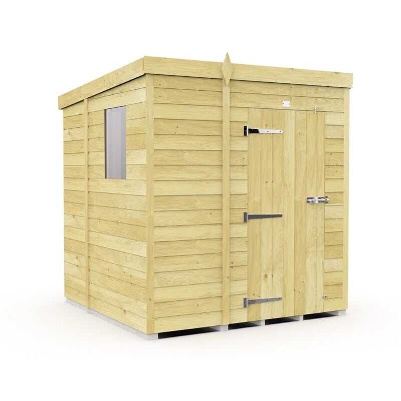 5 x 7 Feet Pent Shed - Single Door With Windows - Wood - L214 x W158 x H201 cm Brown