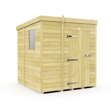 5 x 7 Feet Pent Shed - Single Door With Windows - Wood - L214 x W158 x H201 cm | Brown