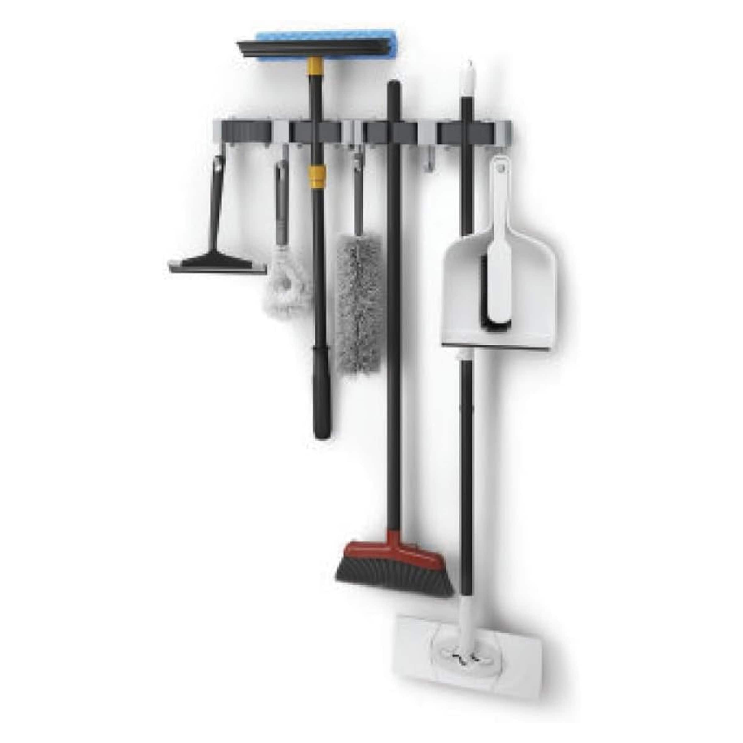 Metaltex 4 Hang-up Holder Mop and Broom - Grey