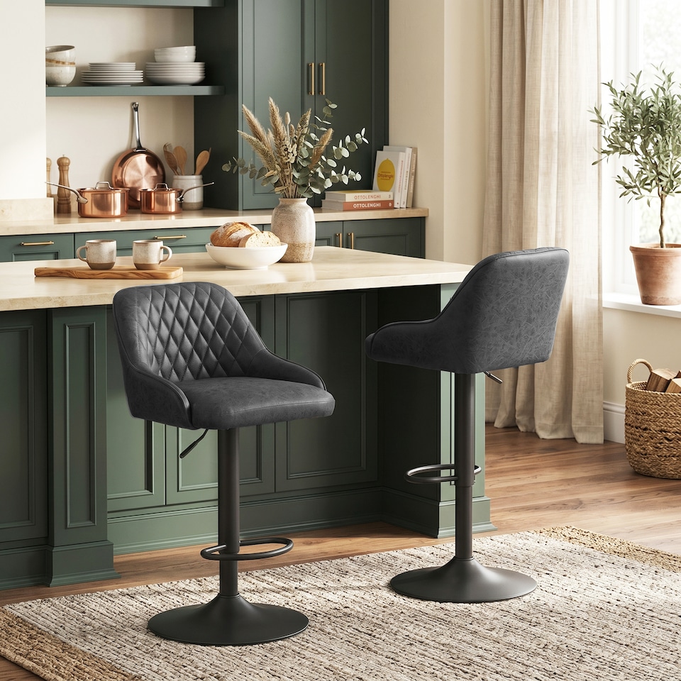 image 1 of HOMCOM Bar Stools Set of 2 Adjustable Swivel Counter Height