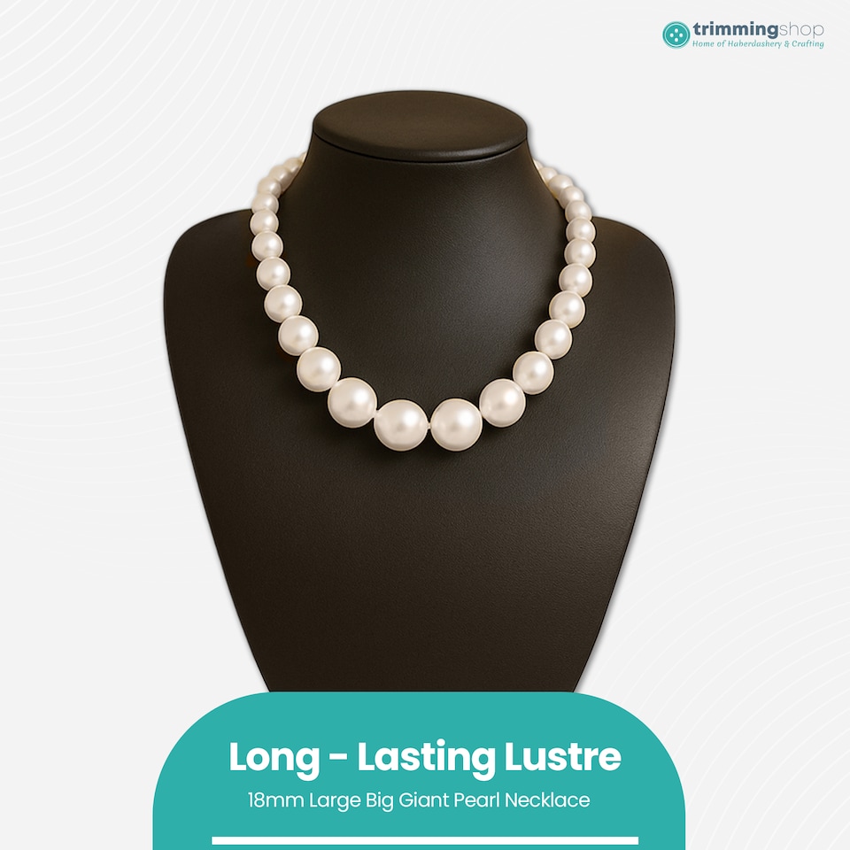 image 1 of 18mm White Faux Pearl Choker Necklace for Women