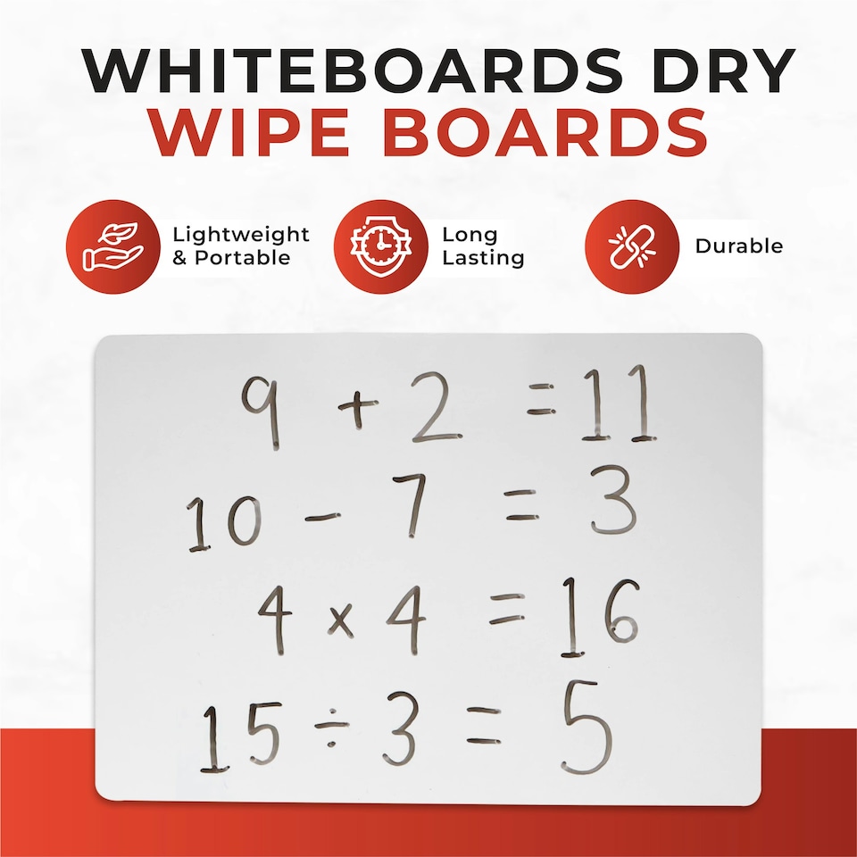 image 1 of Pack of 12 A4 Whiteboards Dry Wipe Boards