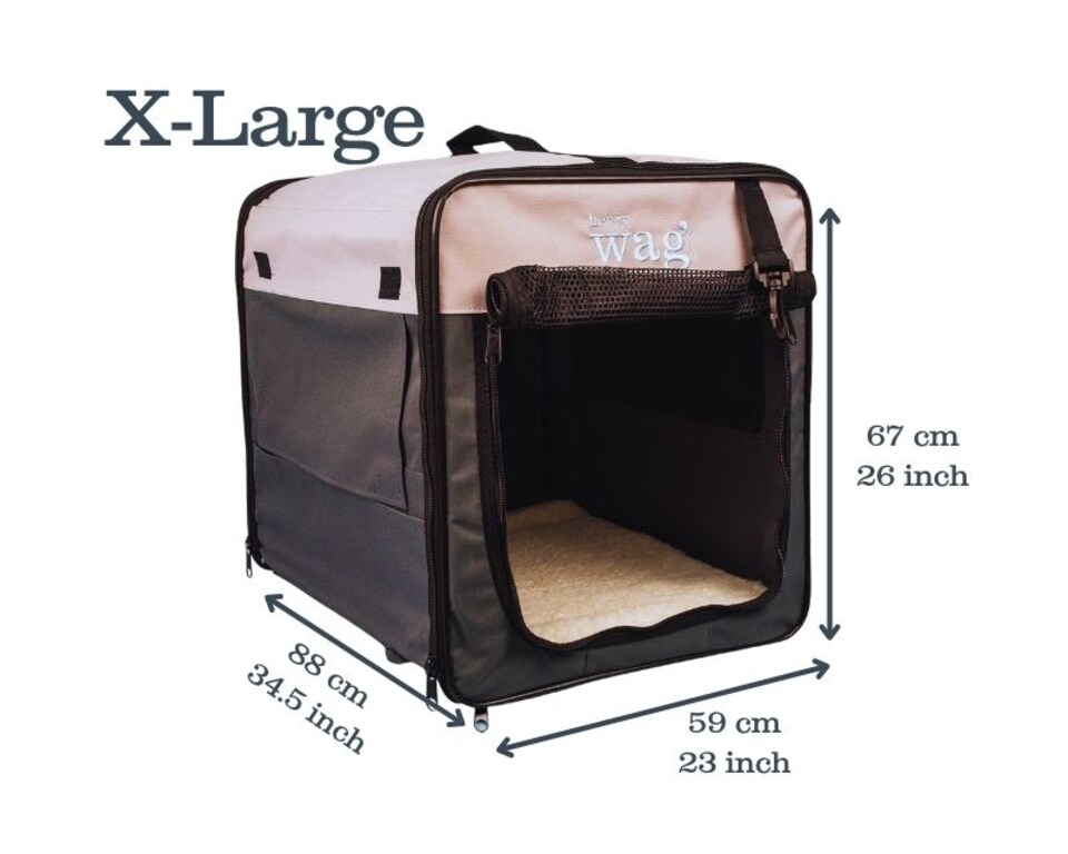 image 1 of Henry Wag Folding Fabric Travel Crate, Perfect For Home, Outdoor Use, Or Travel, Size X-Large | Grey | Grey | X-Large | 1