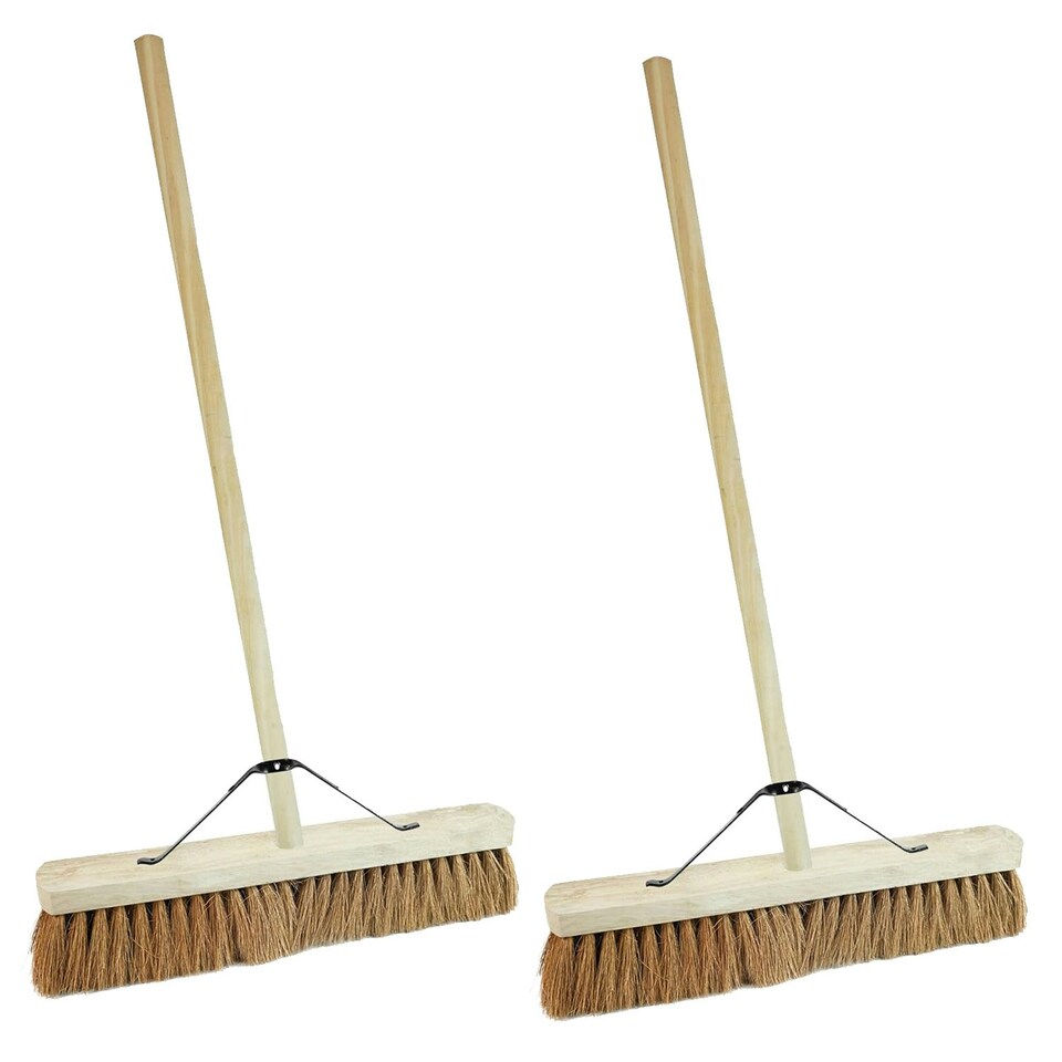 image 1 of 1 x 24" Coco Soft Bristle Sweeping Broom With Handle Perfect For The Garden Yard Or Garage