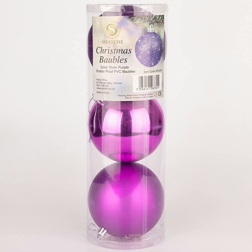 image 1 of 6 Purple Baubles - 10cm