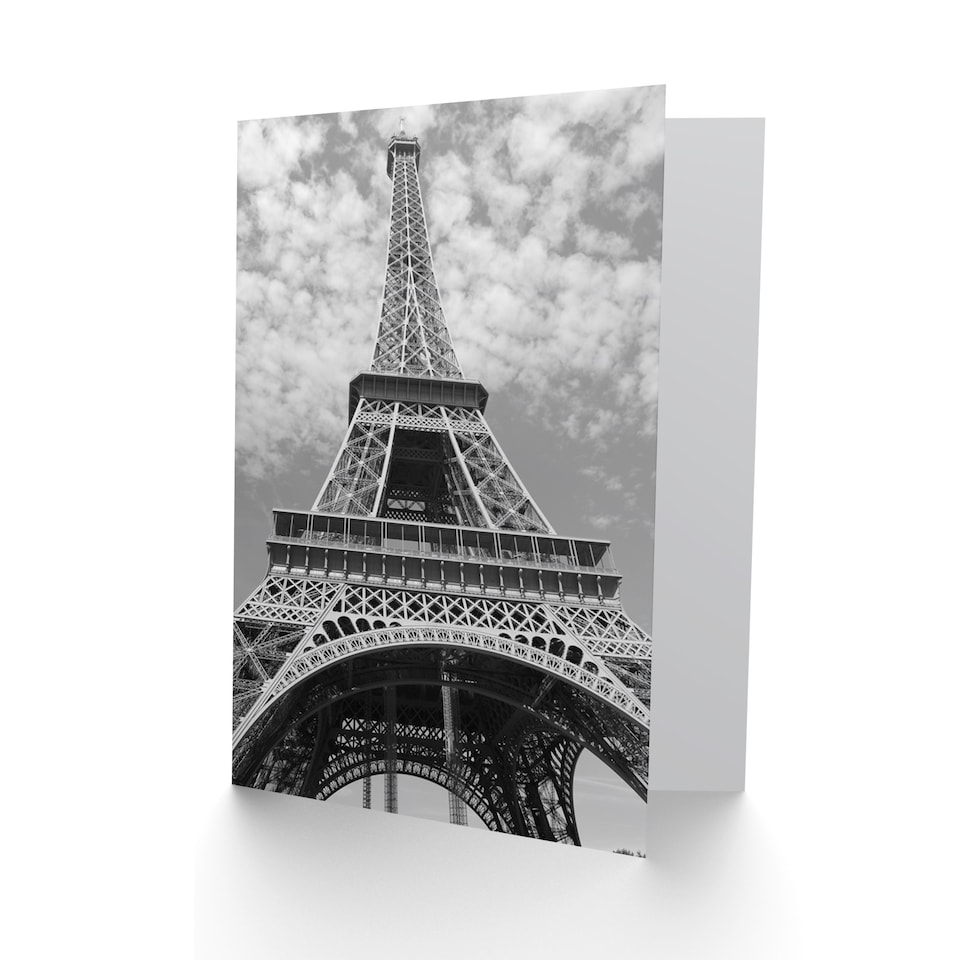 image 1 of Eiffel Tower Black White Greetings Card