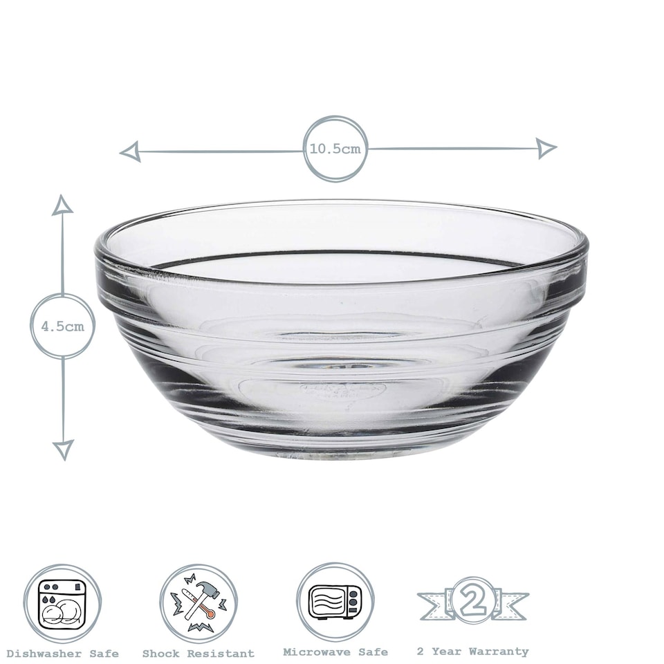 image 1 of Duralex Lys Stacking Glass Cooking / Ingredients / Food Bowl - 10.5cm | Clear | Clear