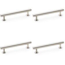 4 PACK - Round T Bar Pull Handle - Satin Nickel - 128mm Centres SOLID BRASS Drawer Door