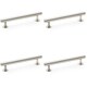 image 1 of 4 PACK - Round T Bar Pull Handle - Satin Nickel - 128mm Centres SOLID BRASS Drawer Door