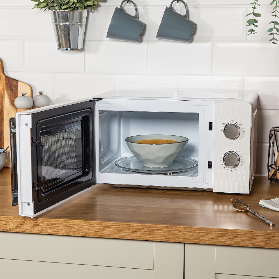 image 1 of Russell Hobbs Honeycomb Bundle Set with Kettle, 4 Slice Toaster, and Microwave White HCBNDL4W