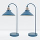 image 1 of First Choice Lighting Set of 2 Maxwell Mirage Blue Brushed Copper Task Table Lamps | Blue | Copper | Large