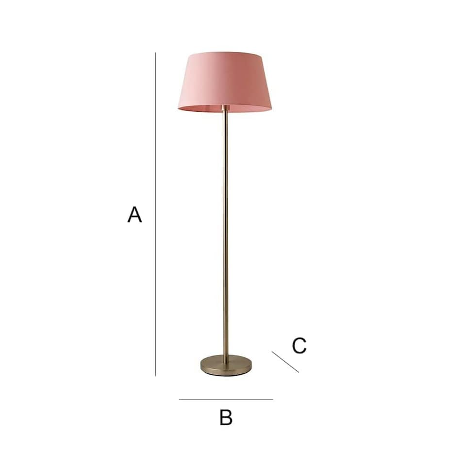 image 1 of ValueLights Modern Floor Lamp In Brushed Chrome Metal Finish With Extra Large Pink Shade